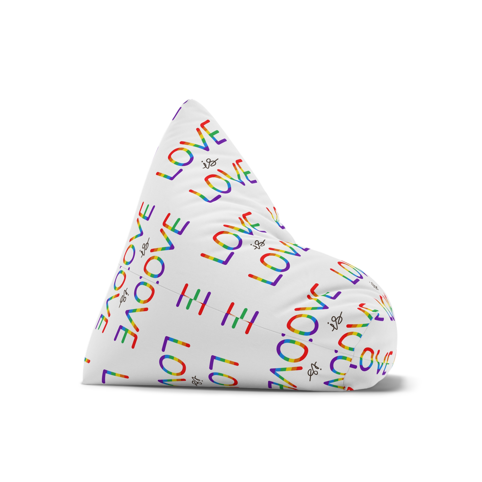 Vector Love Is Love Phrase Lgbt Text Lettering Rainbow Colors Bean Bag Chair Cover - Image 7