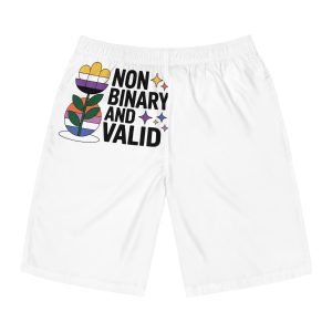 Non Binary Valid T Shirt Design Isolated White Background Mens Board Shorts Aop