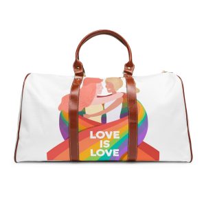 Girls Holding Pride Day Flag Waterproof Travel Bag