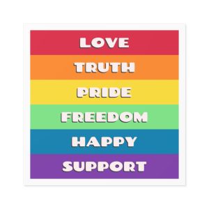 Rainbow Text Laminate Stickers Square
