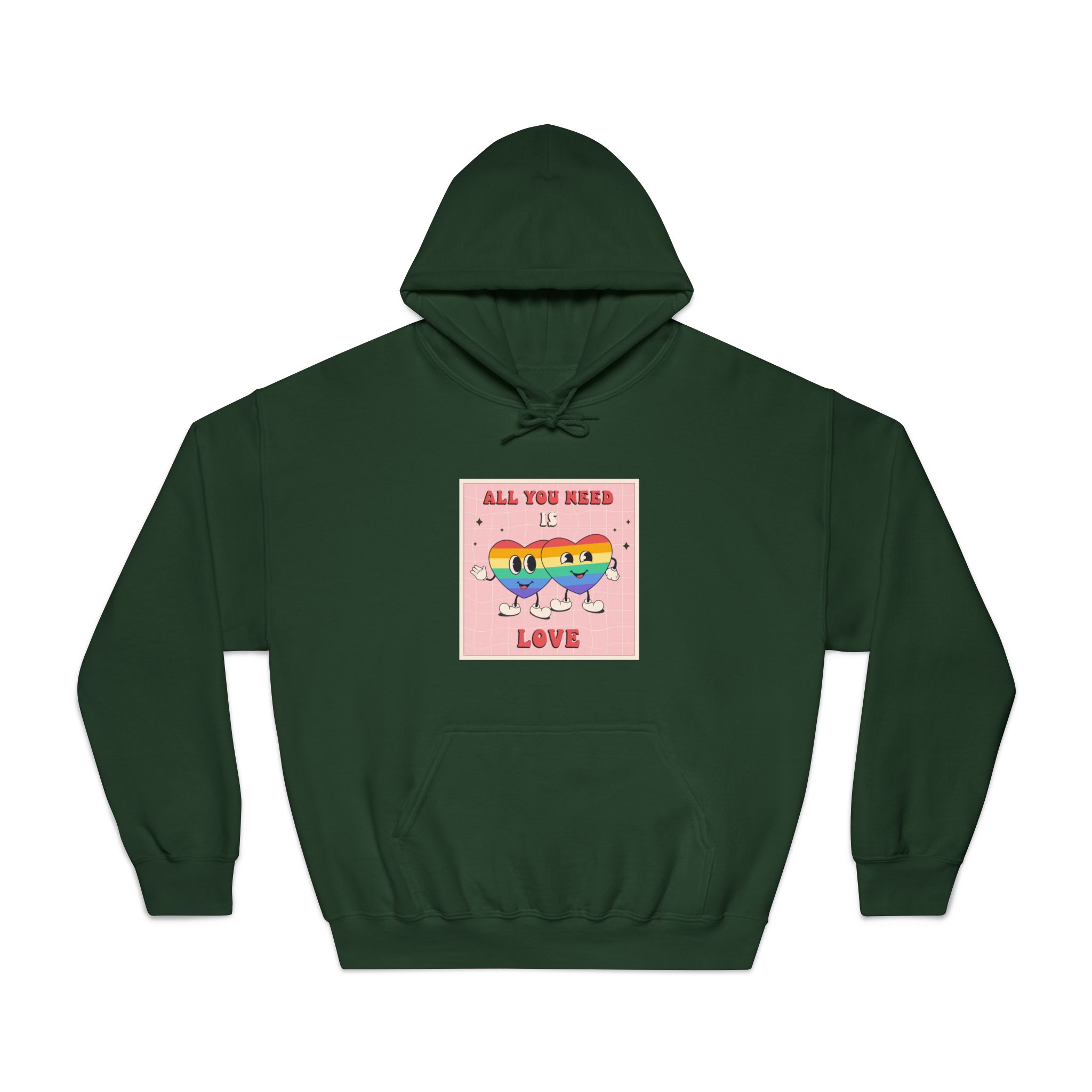 Lgbtq Pride Month Retro Groovy Poster Social Media Post Template With Rainbow Heart Unisex Dryblend Hooded Sweatshirt - Image 21