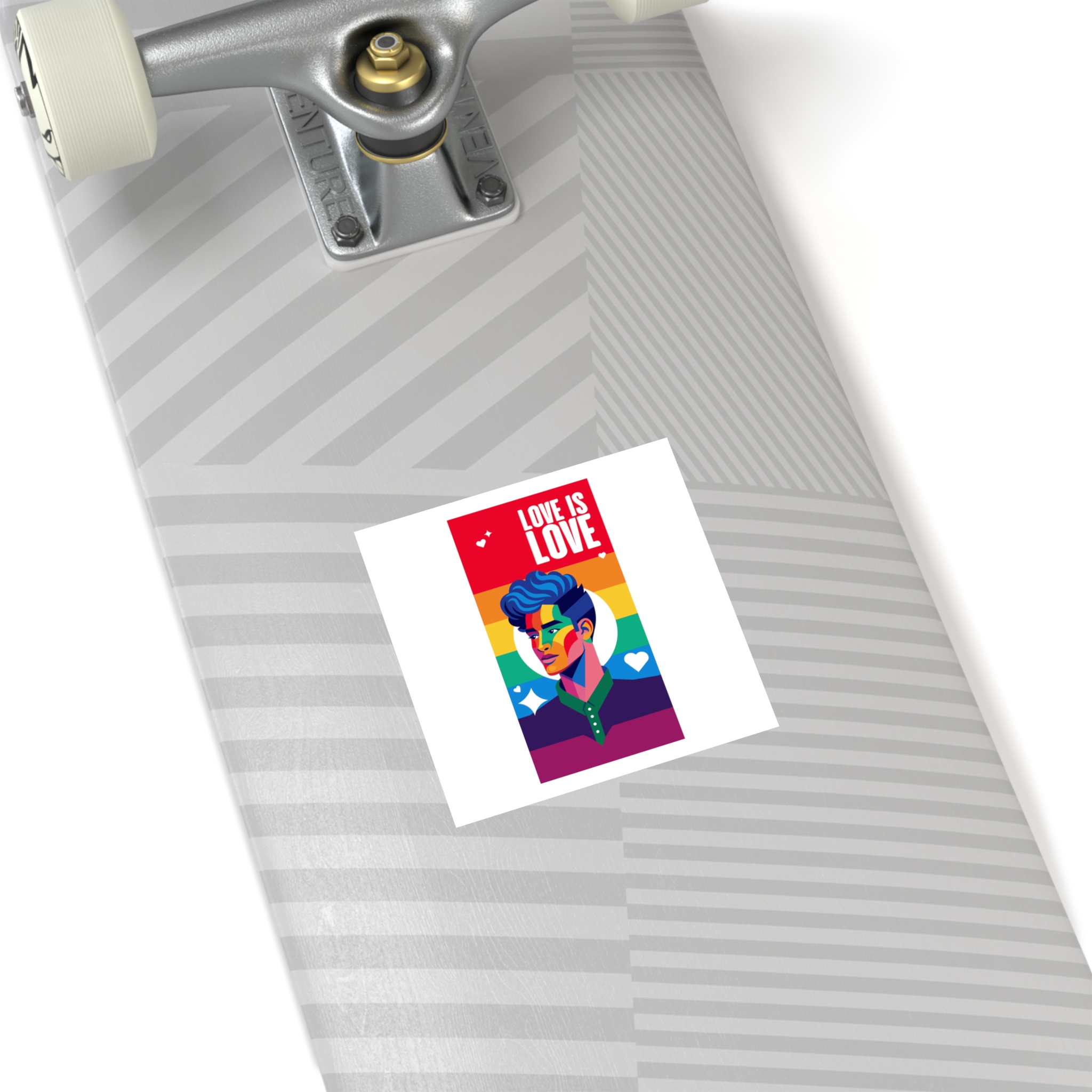 Poster Man With Rainbow Colored Face Rainbow Colored Background Laminate Stickers Square - Image 20