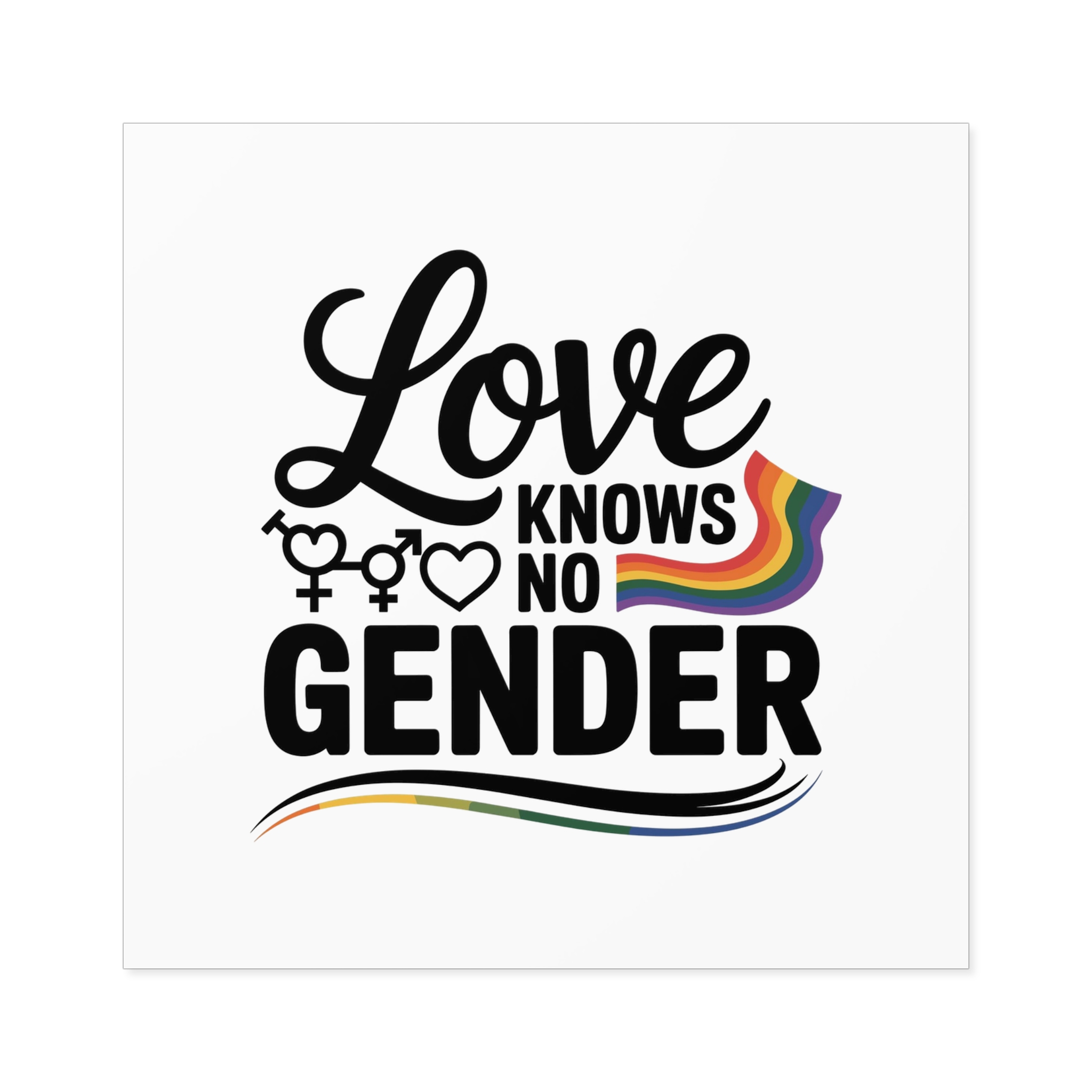 Love Knows No Gender T Shirt Design Isolated White Background Laminate Stickers Square - Image 41