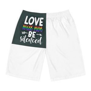 Love Will Be Silenced Premium Gay Pride Lettering Vector Design Mens Board Shorts Aop
