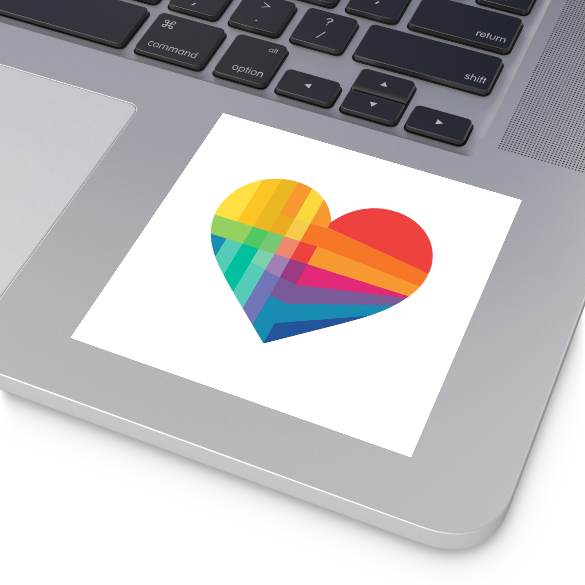 Heart Shape Rainbow Colors Laminate Stickers Square - Image 19