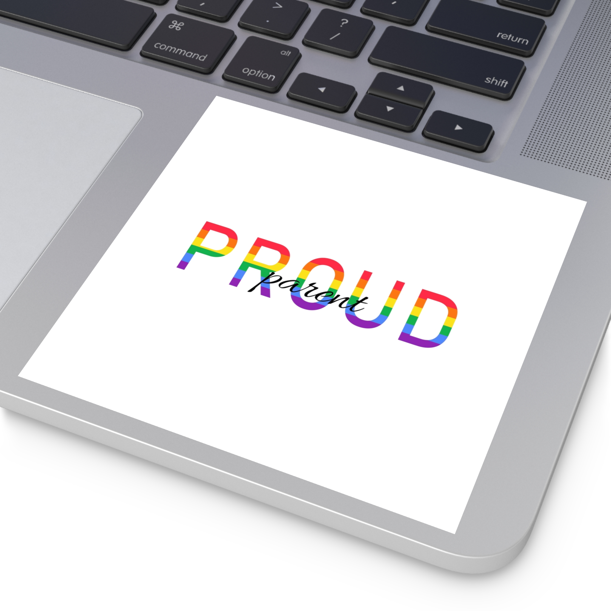 Proud Parent Letering Rainbow Colors Lgbt Flag Lgbt Parents Community Support Laminate Stickers Square - Image 43