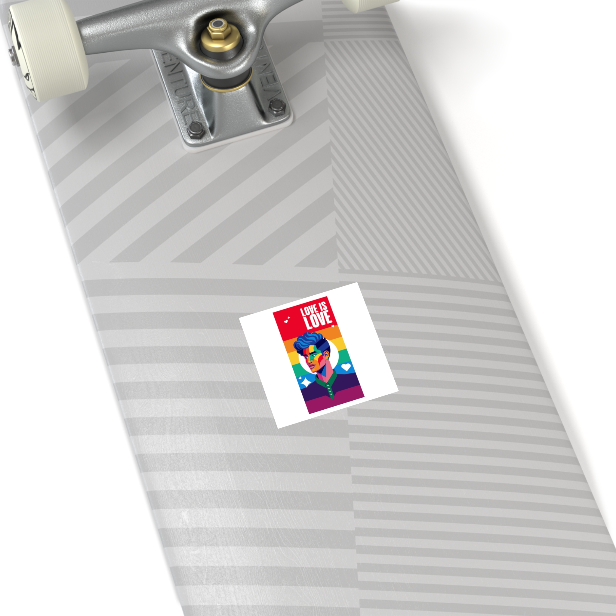 Poster Man With Rainbow Colored Face Rainbow Colored Background Laminate Stickers Square - Image 4
