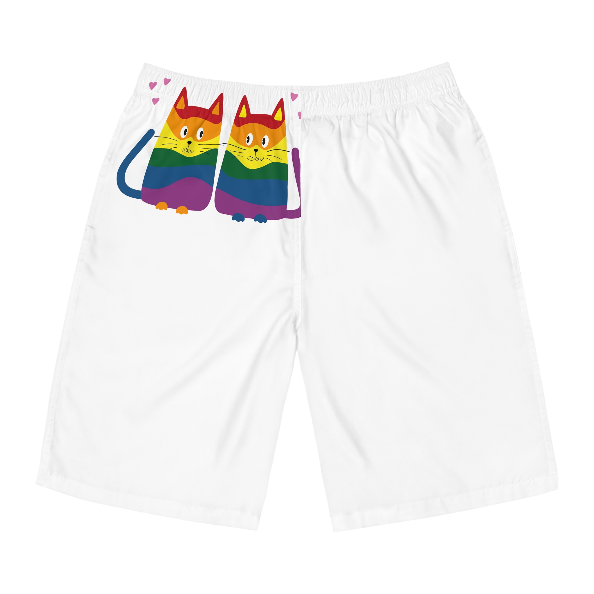Family Cats With Child Happy Parents Cats Romantic Couple Mens Board Shorts Aop