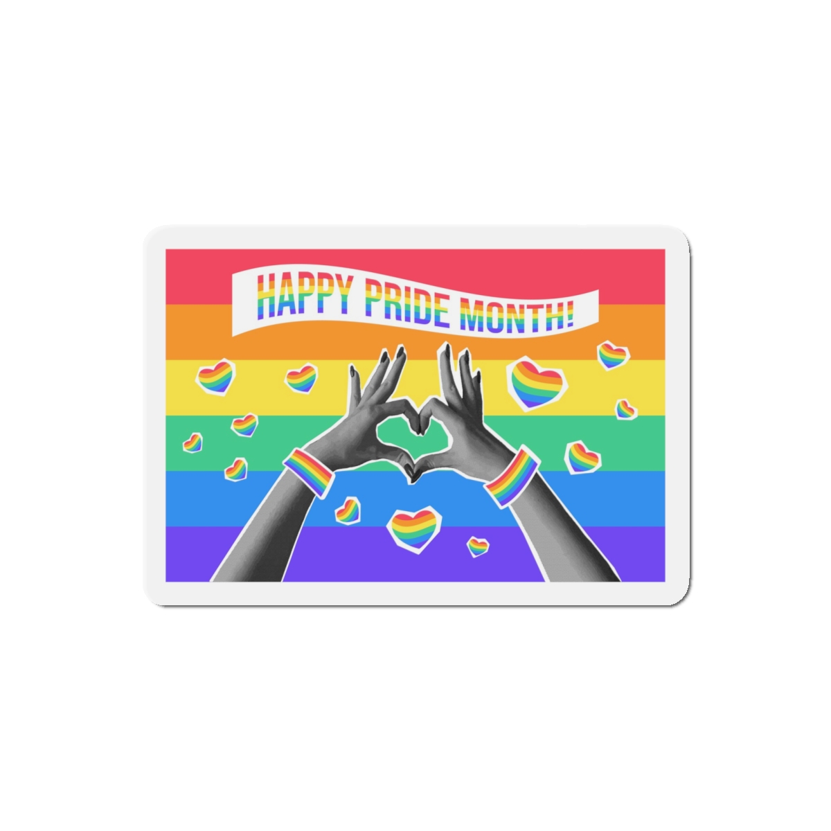 Lgbtq Pride Month Card Y2k Style Trendy Retro Collage Halftone Hands Die Cut Magnets - Image 10