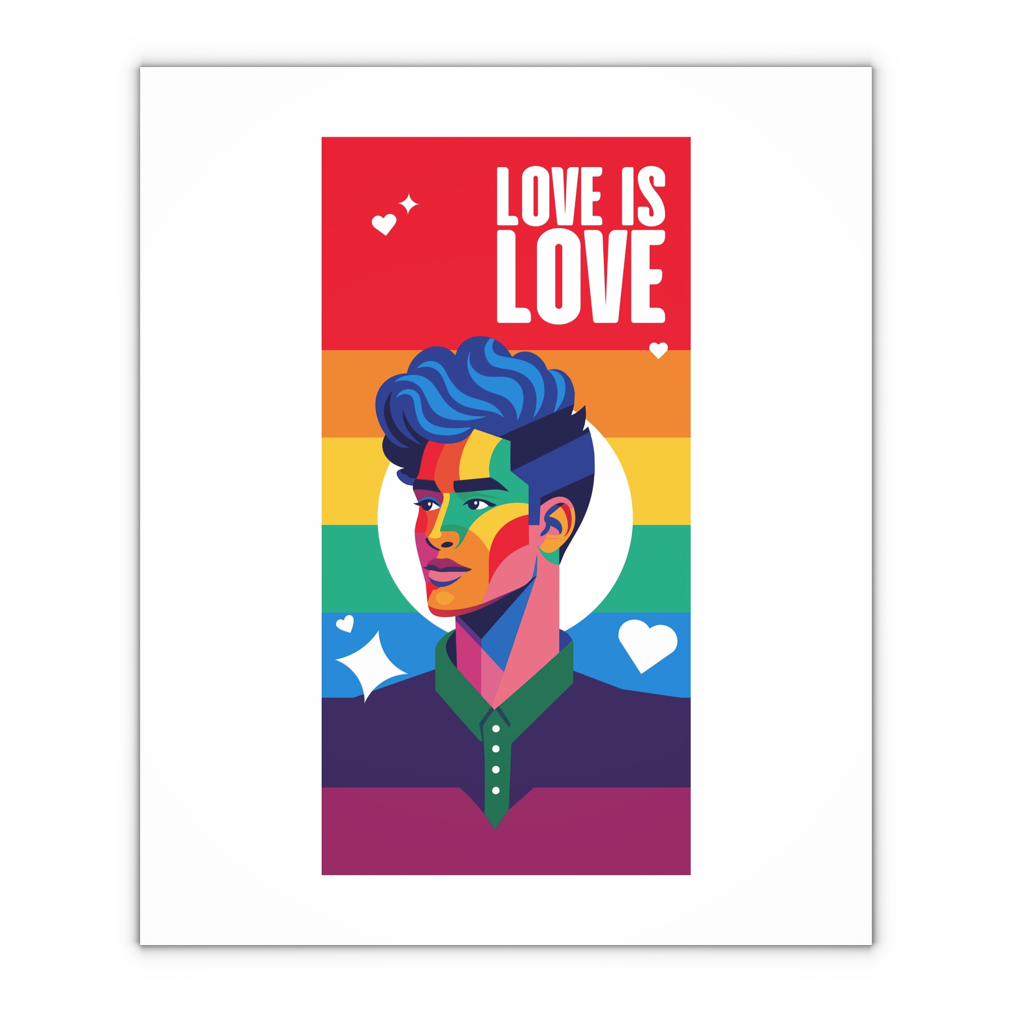 Poster Man With Rainbow Colored Face Rainbow Colored Background Gift Wrapping Paper Sheets 1pc - Image 4