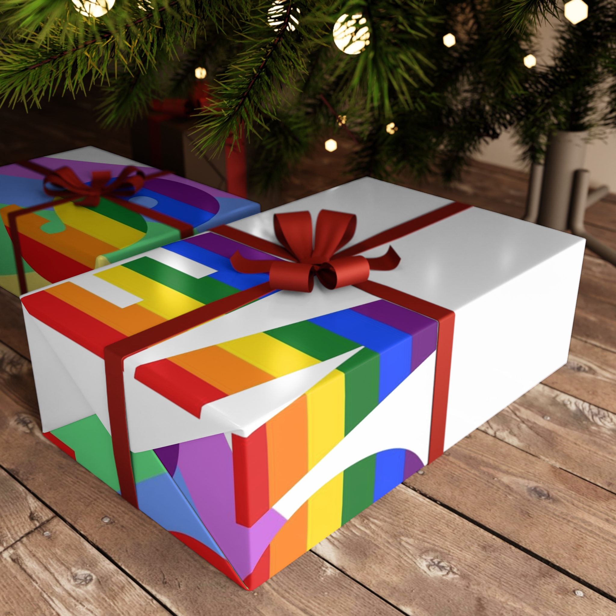 Colorful Rainbow Colors Lgbt Flag Text Love Is Love White Background Poster Banner Gift Wrapping Paper Sheets 1pc - Image 6