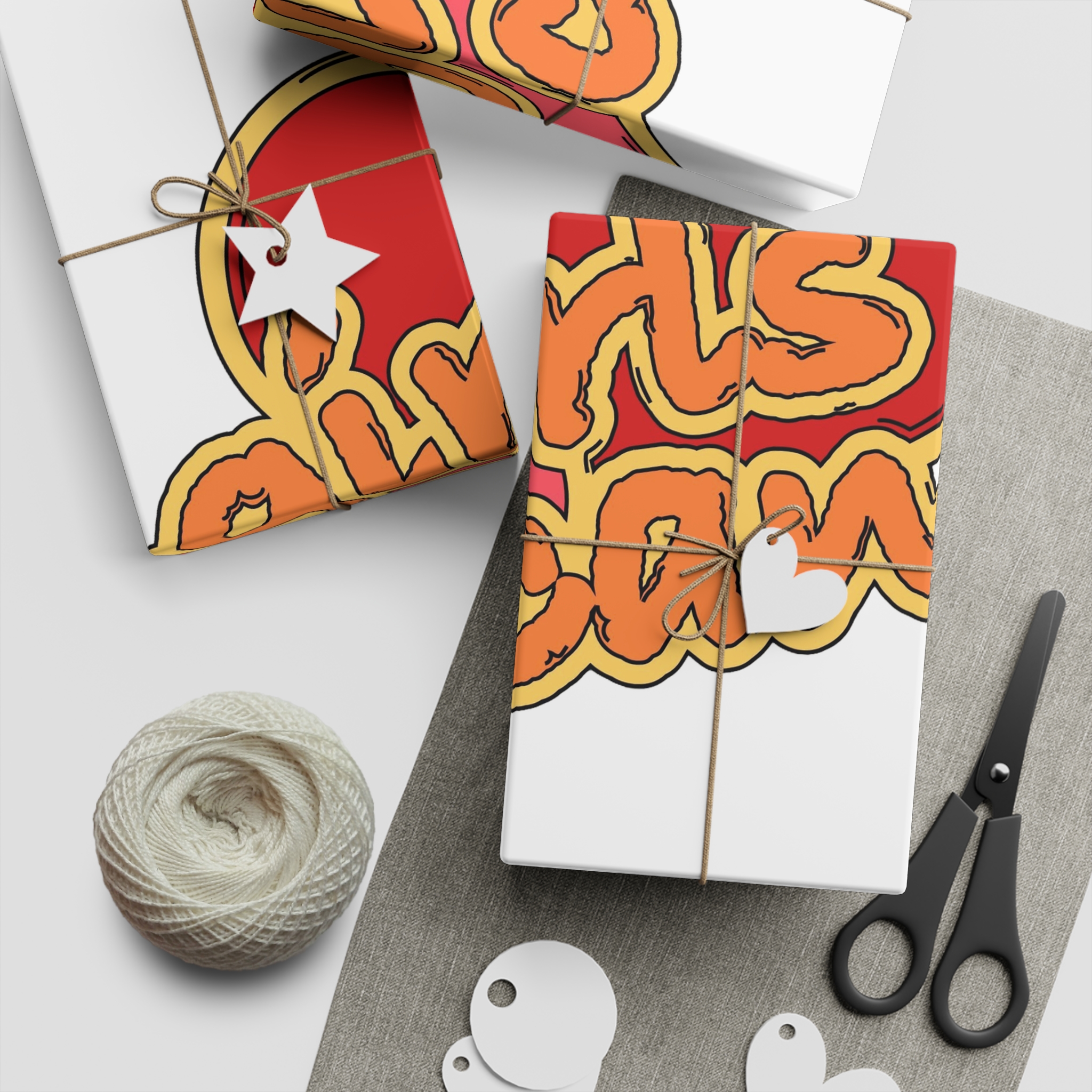 Girls Can Heart Sticker Vector Gift Wrapping Paper Sheets 1pc - Image 2