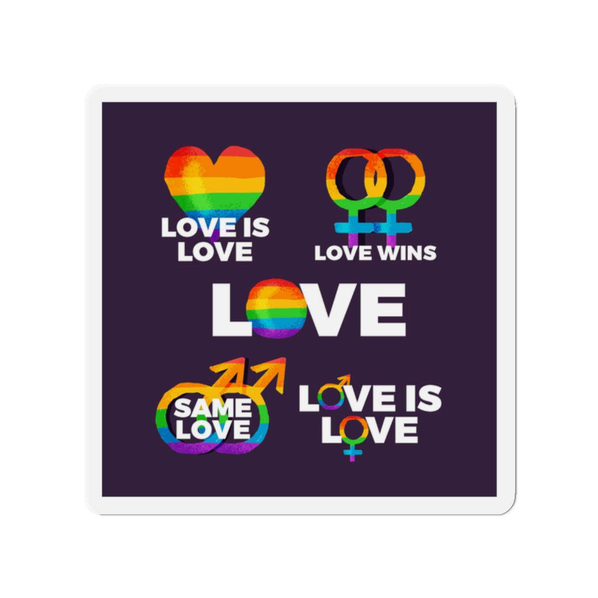 Colorful Pride Day Labels Die Cut Magnets