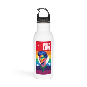 Poster Man With Rainbow Colored Face Rainbow Colored Background Stainless Steel Water Bottle