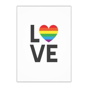 Vector Lgbt Rainbow Flag Love Lettering Isolated White Background Gift Wrapping Paper Sheets 1pc