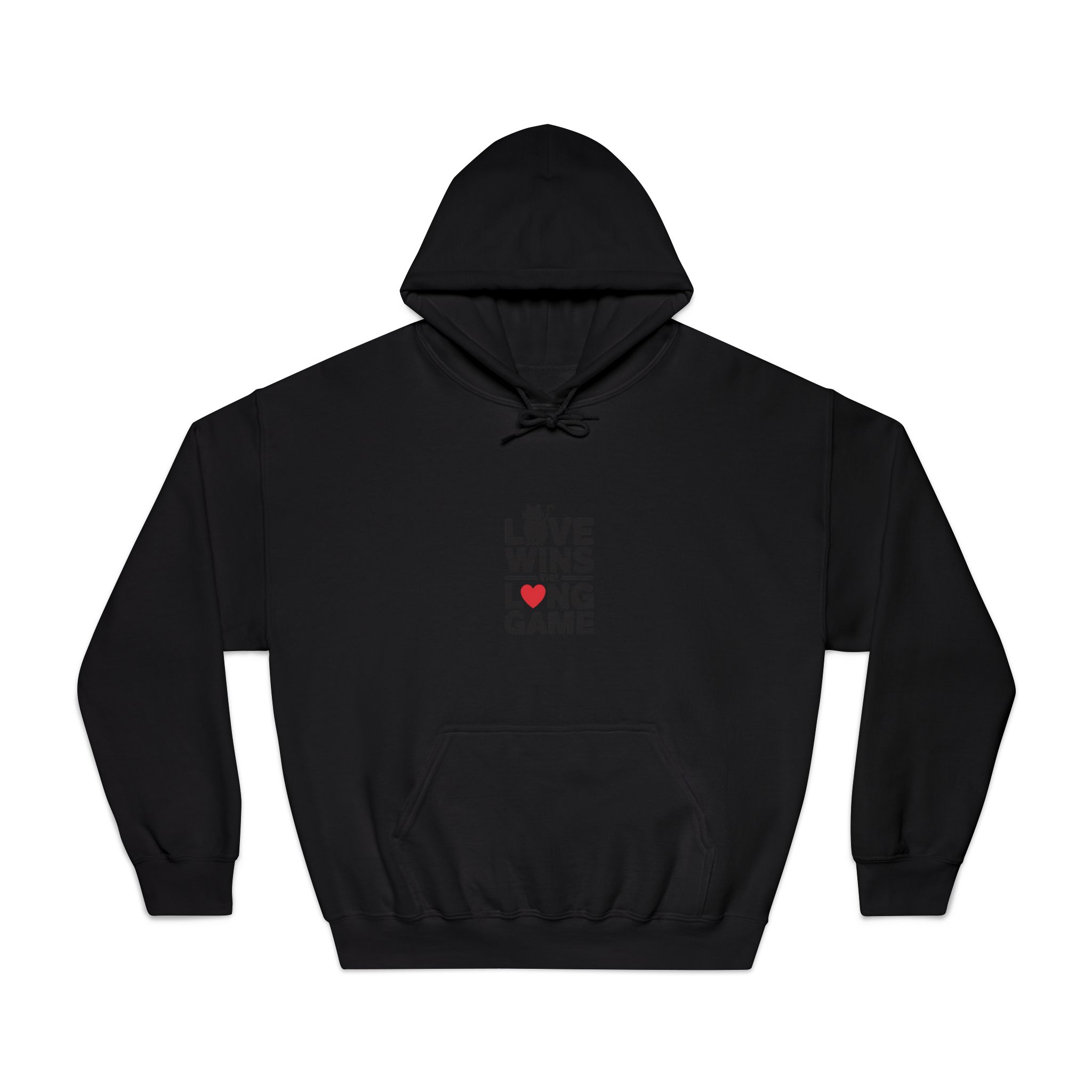 Love Wins Long Game With Black Cat Heart Illustration Unisex Dryblend Hooded Sweatshirt - Image 9