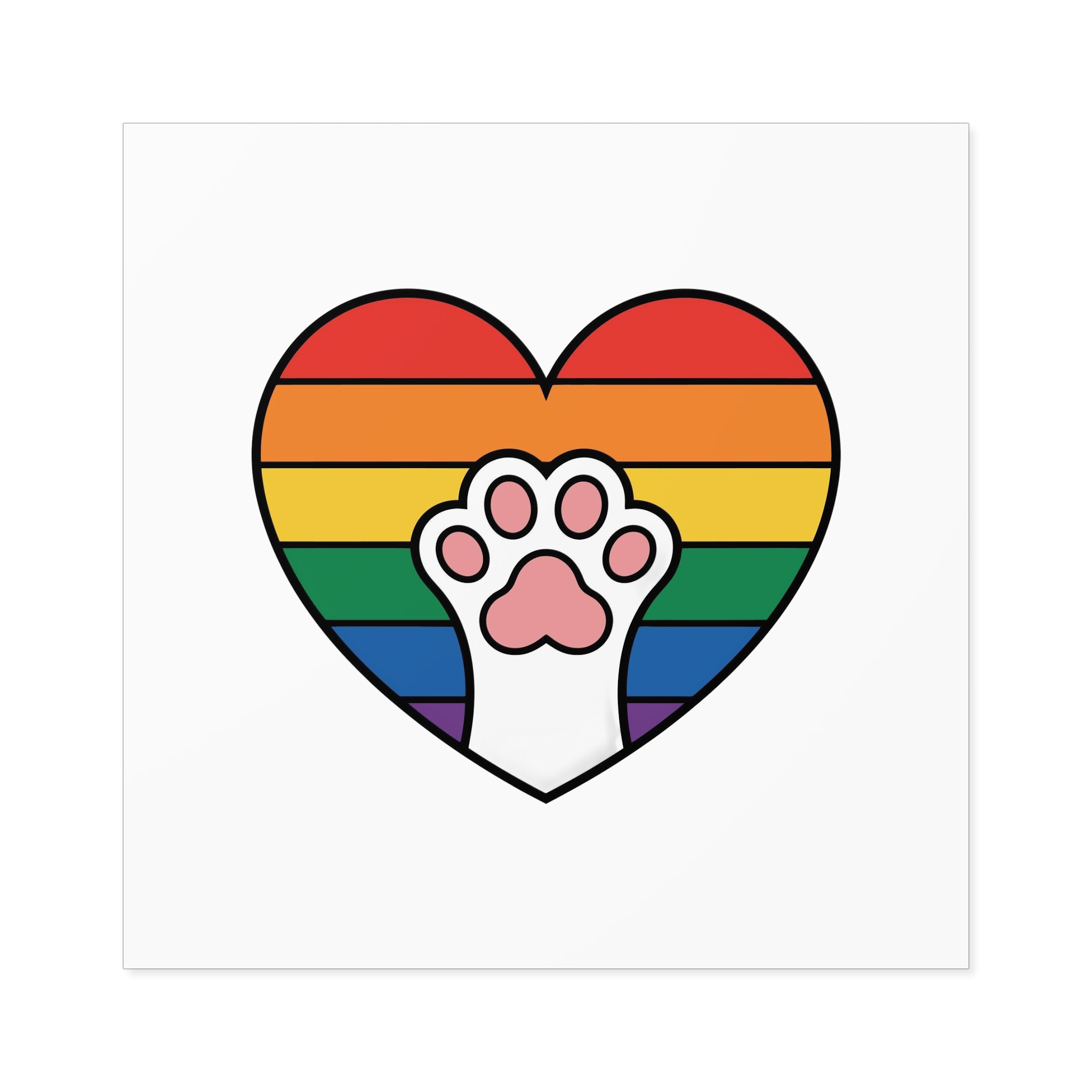 Rainbow Heart With Cute Cat Paw Pride Illustration Laminate Stickers Square - Image 61