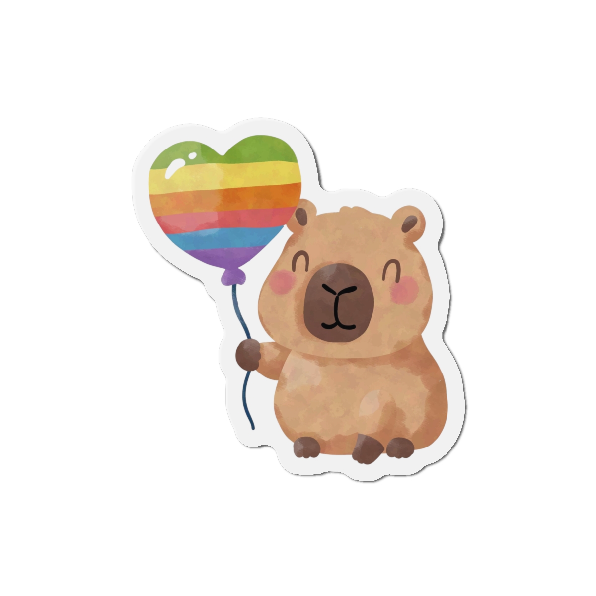 Capybara Holding Rainbow Heart Balloon Illustration (1) Die Cut Magnets - Image 13