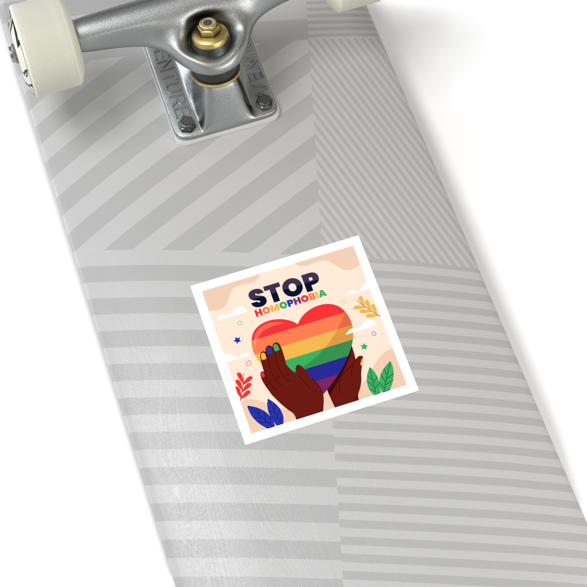Hand Drawn Stop Homophobia Message Illustrated Laminate Stickers Square - Image 24