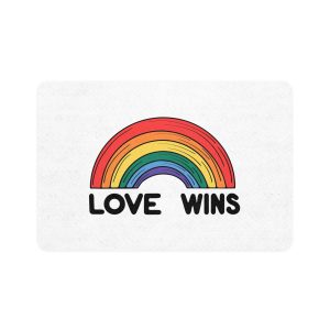 Love Wins Rainbow Pride Illustration Pet Food Mat 12x18