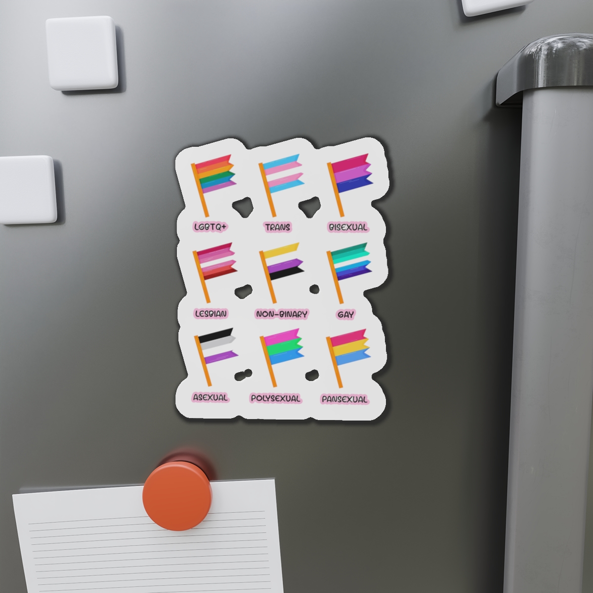 Cute Hand Drawn Set Lgbtq Pride Flags With Names Lgbtq Trans Bisexual Lesbian Nonbinary Asexual Die Cut Magnets - Image 14