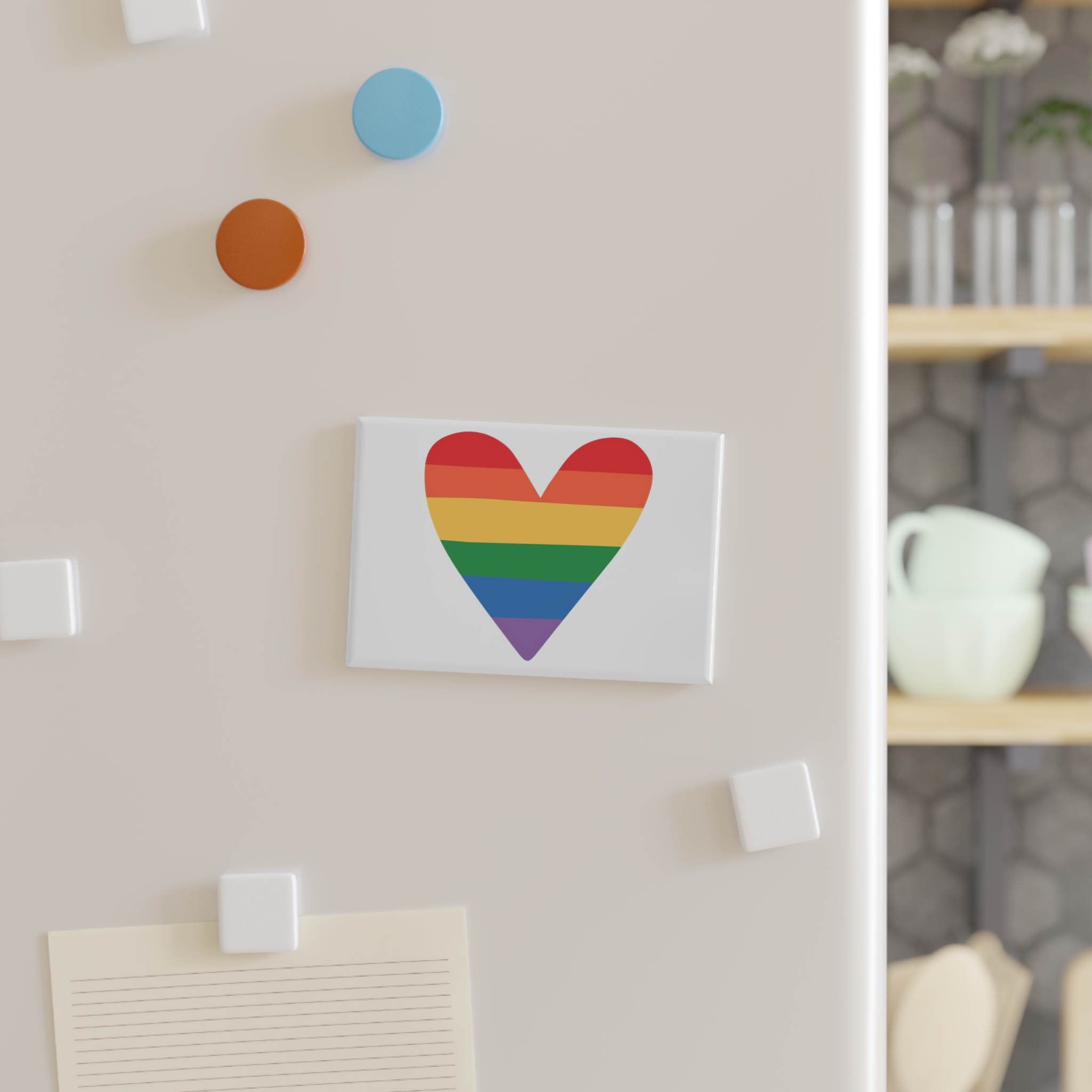 Vector Hand Drawn Lgbt Rainbow Flag Heart Button Magnet Rectangle 1 And 10 Pcs - Image 7