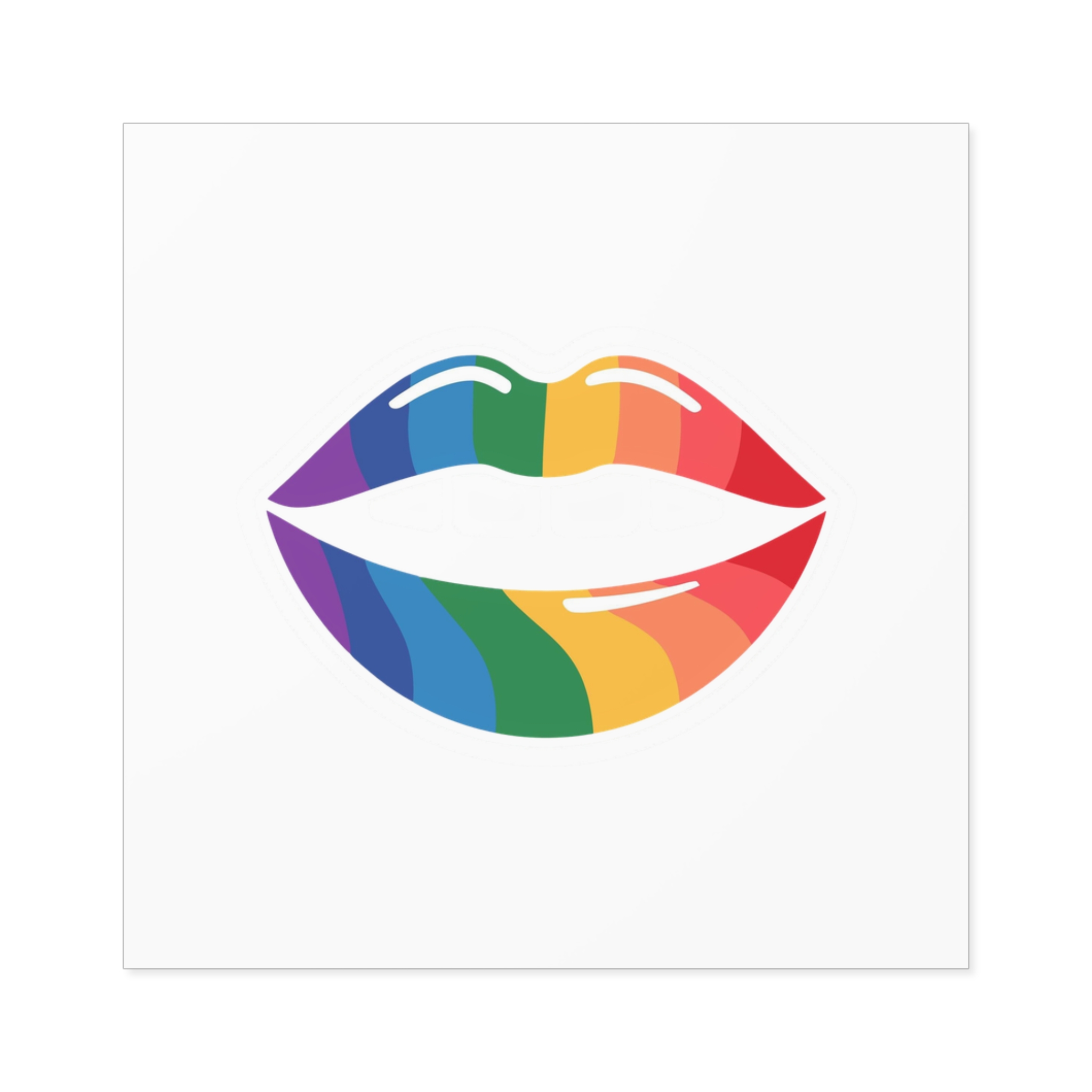Rainbow Lips Illustration Laminate Stickers Square - Image 25