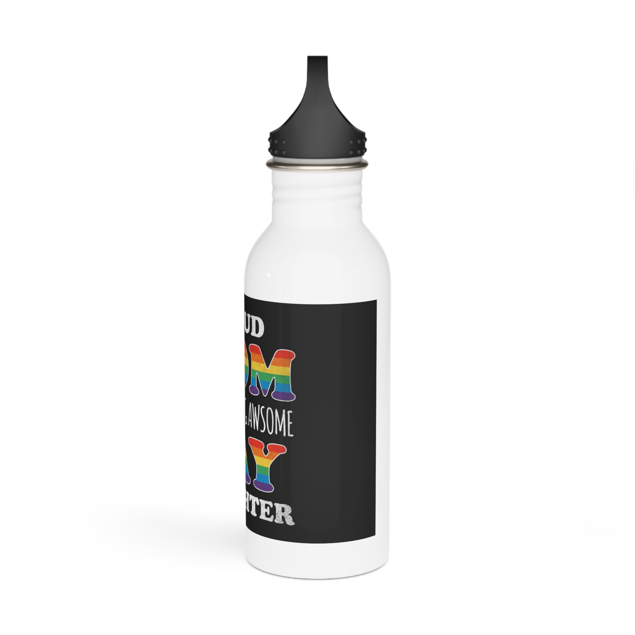 Mother Day Pride Rainbow Typography Vector Premium T Shirt(3) Stainless Steel Water Bottle - Image 4