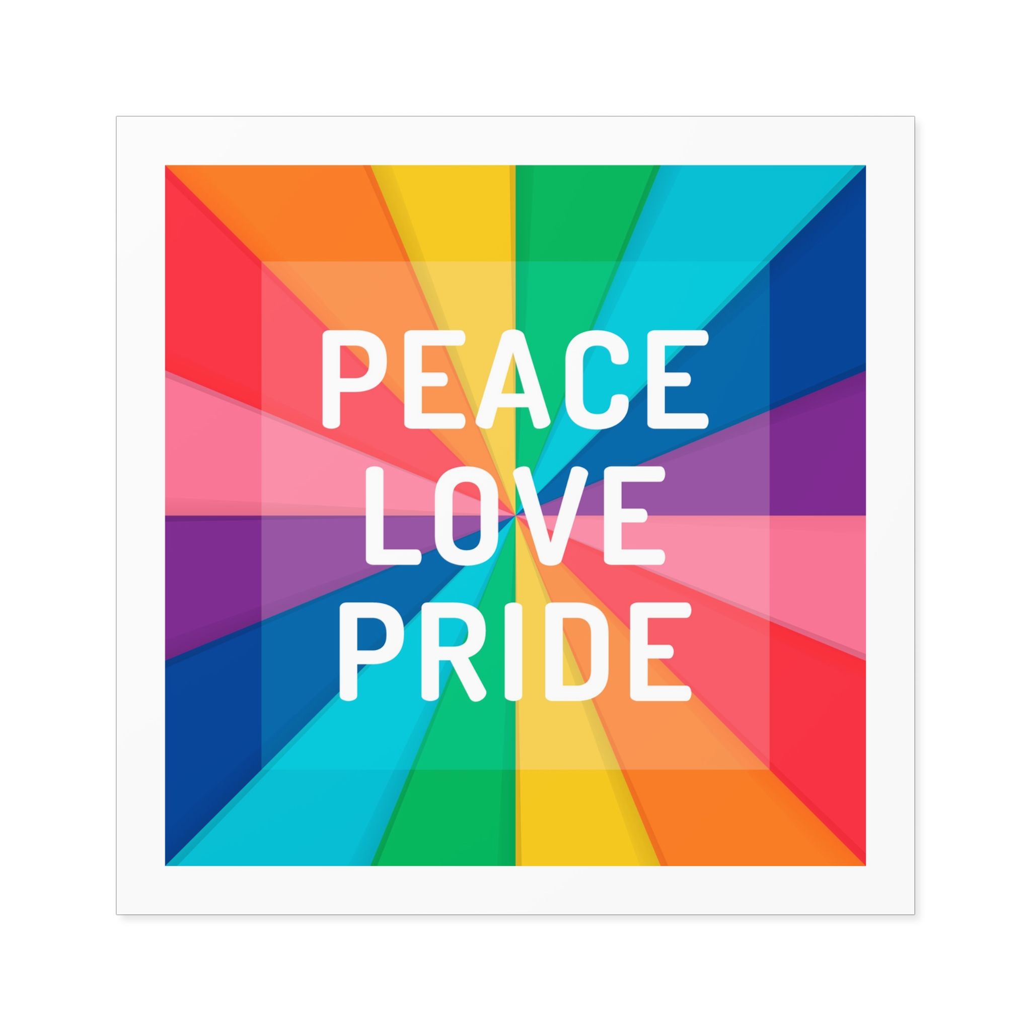 Rainbow Colored Background With Peace Love Pride Concept Pride Month Laminate Stickers Square - Image 45