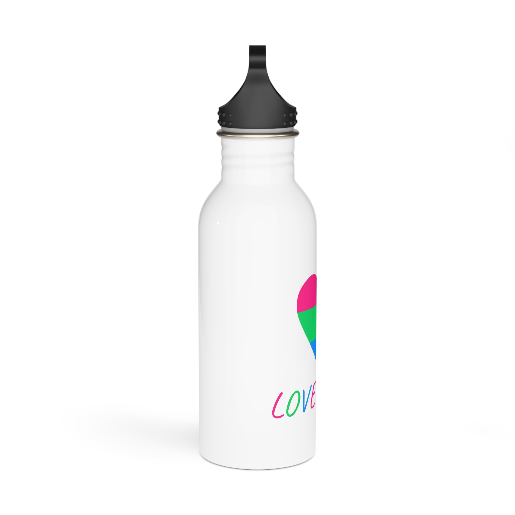 Colorful Heart Shape Polysexual Pride Flag Happy Pride Day Lgbtqia Community Pride Month Vector Hand Drawn Doodle Posters Stickers Logo Cards Stainless Steel Water Bottle - Image 2