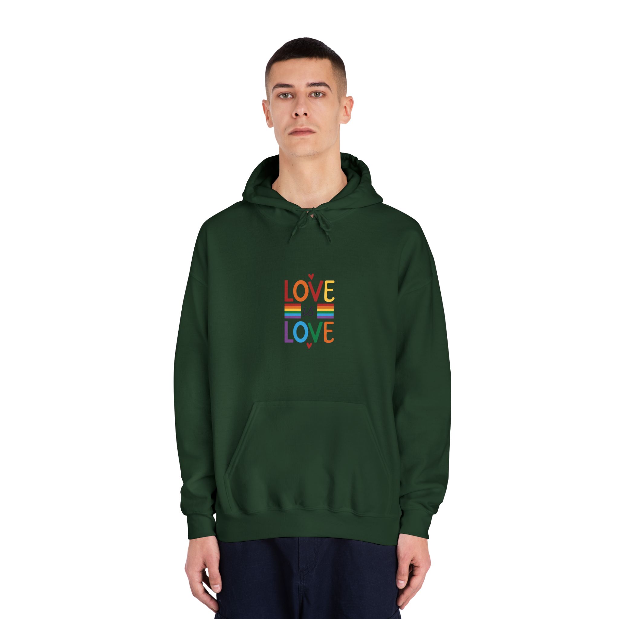 Love Is Love Colorful Typography With Rainbow Stripes Lgbt Pride Message Vector Unisex Dryblend Hooded Sweatshirt - Image 23
