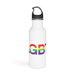 Vector Flat Lgbt Rainbow Flag Lettering Stainless Steel Water Bottle