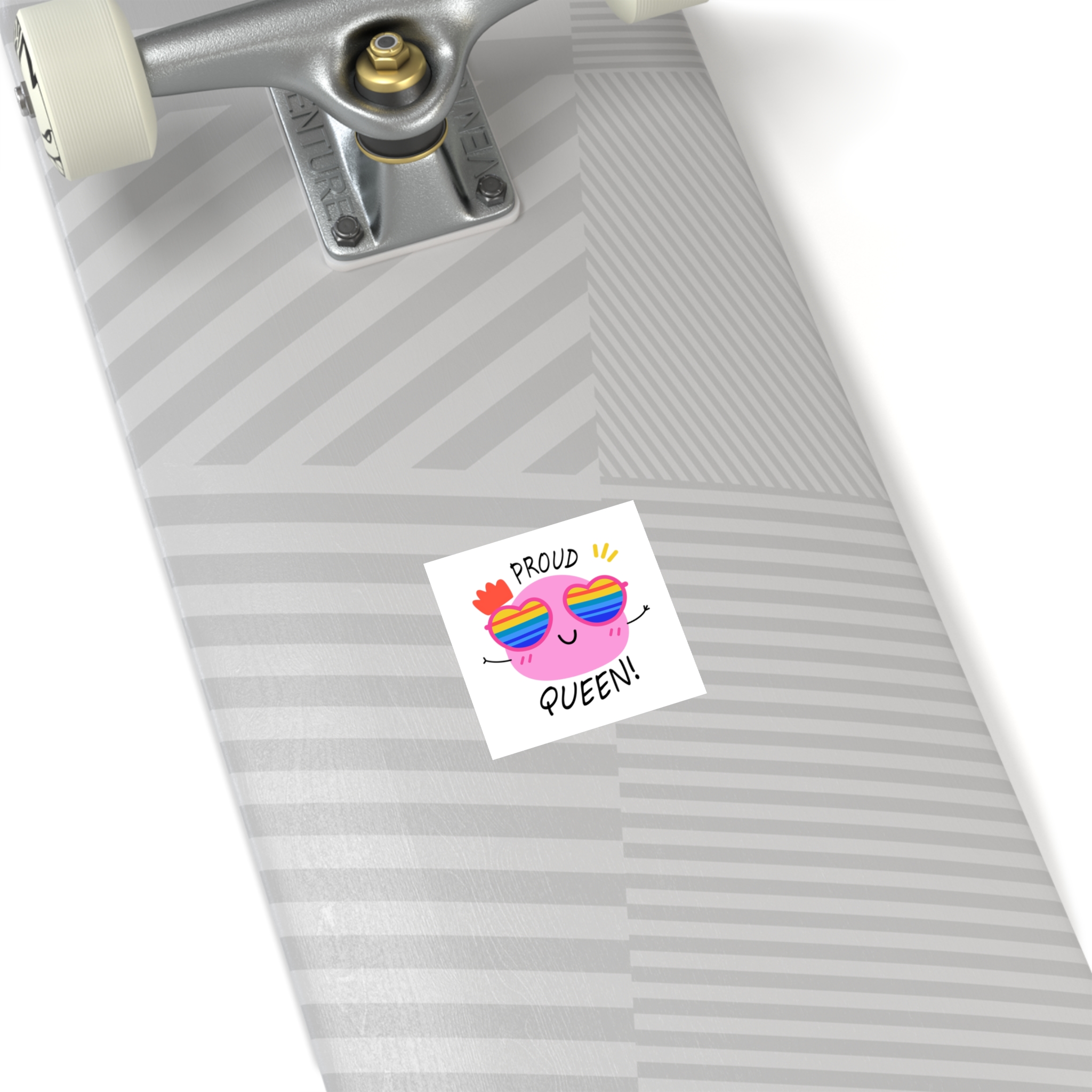 Pink Blob With Rainbow Heart Sunglasses Saying Proud Queen Flat Sticker Laminate Stickers Square - Image 4