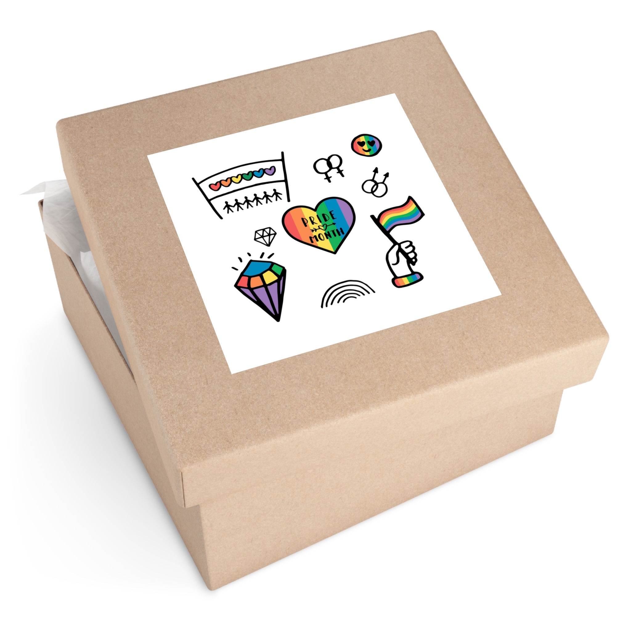 Lgbt Doodle Set Rainbow Flag Pride Month Vector Illustration Laminate Stickers Square - Image 51