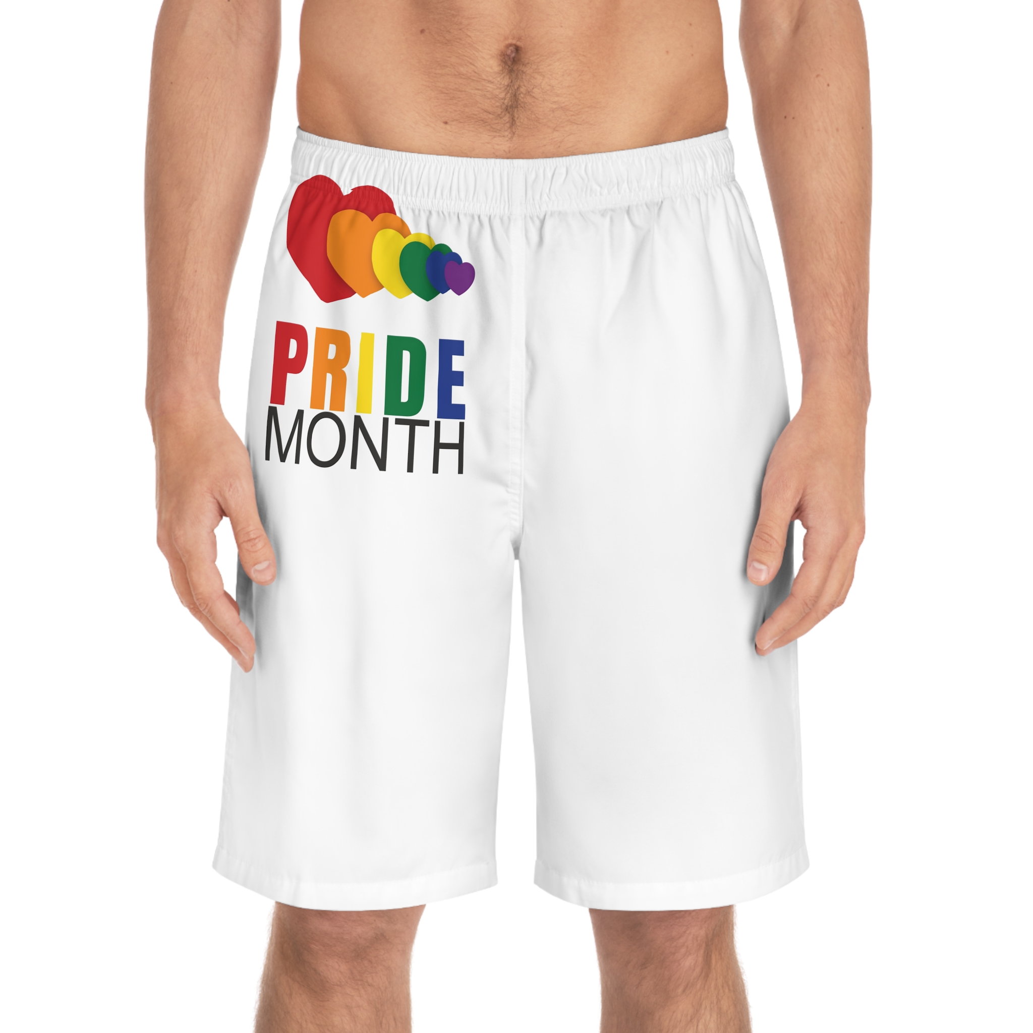 Happy Pride Month Greetings Red Orange Blue Colourful Background Social Media Design Banner Free Vector Mens Board Shorts Aop - Image 3