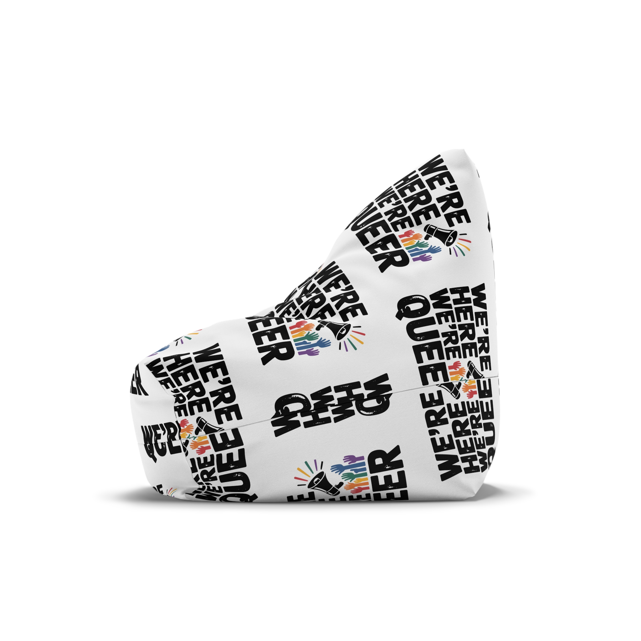 Were Here Were Queer T Shirt Design Isolated White Background Bean Bag Chair Cover - Image 4