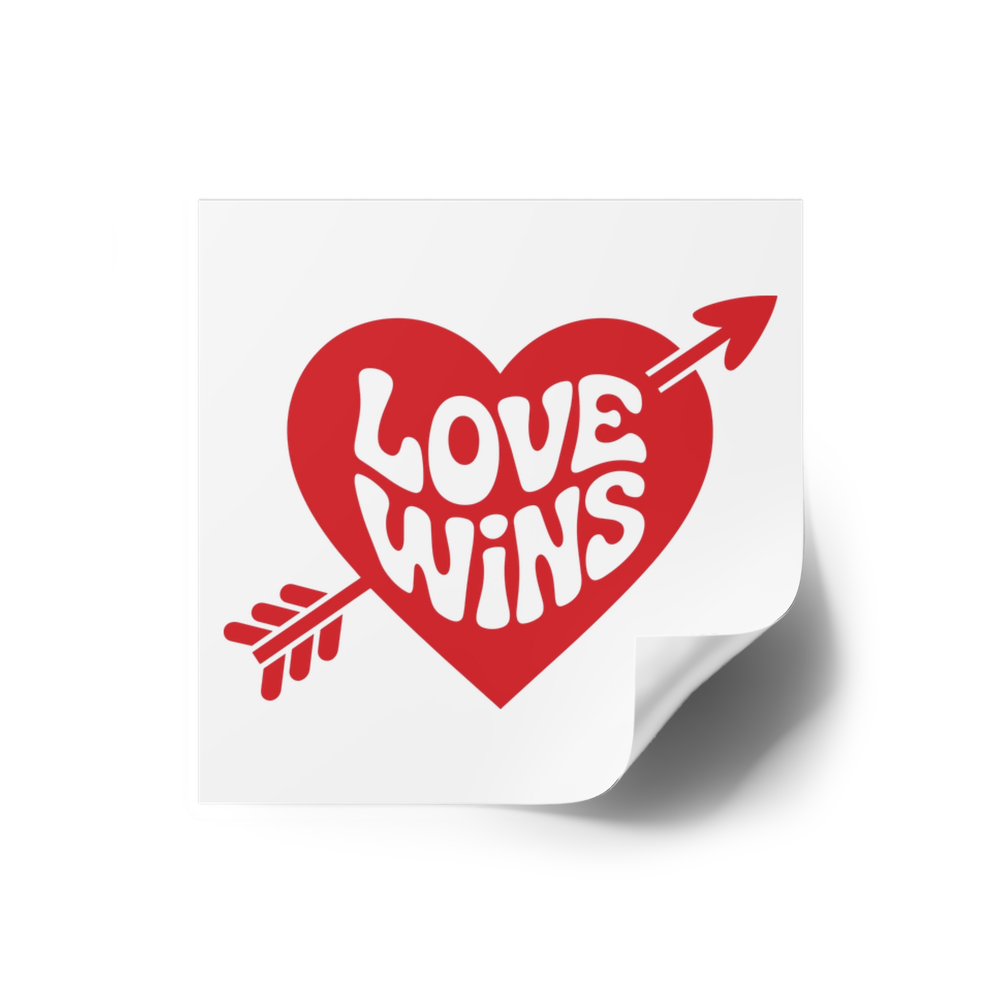 Love Wins Inscription Red Heart Pierced With Cupid39s Arrow Transparent Background Laminate Stickers Square - Image 14
