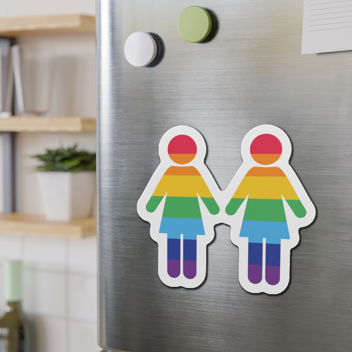 Lgbt Pride Two Lesbians Vector Icon Rainbow Colors Vector Illustration Die Cut Magnets - Image 15
