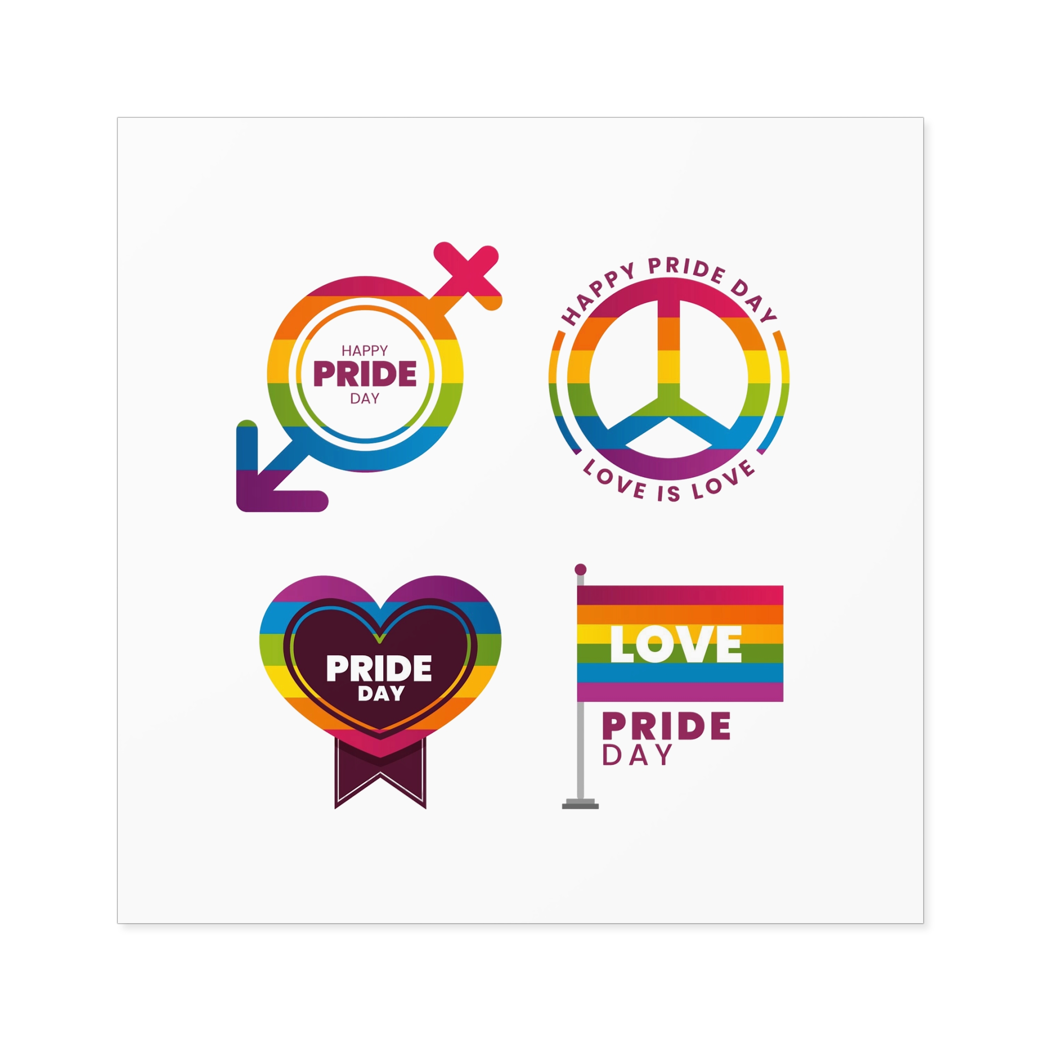 Label Collection With Pride Day Theme (1) Laminate Stickers Square - Image 61