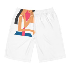 Two Girls Love Illustration Mens Board Shorts Aop