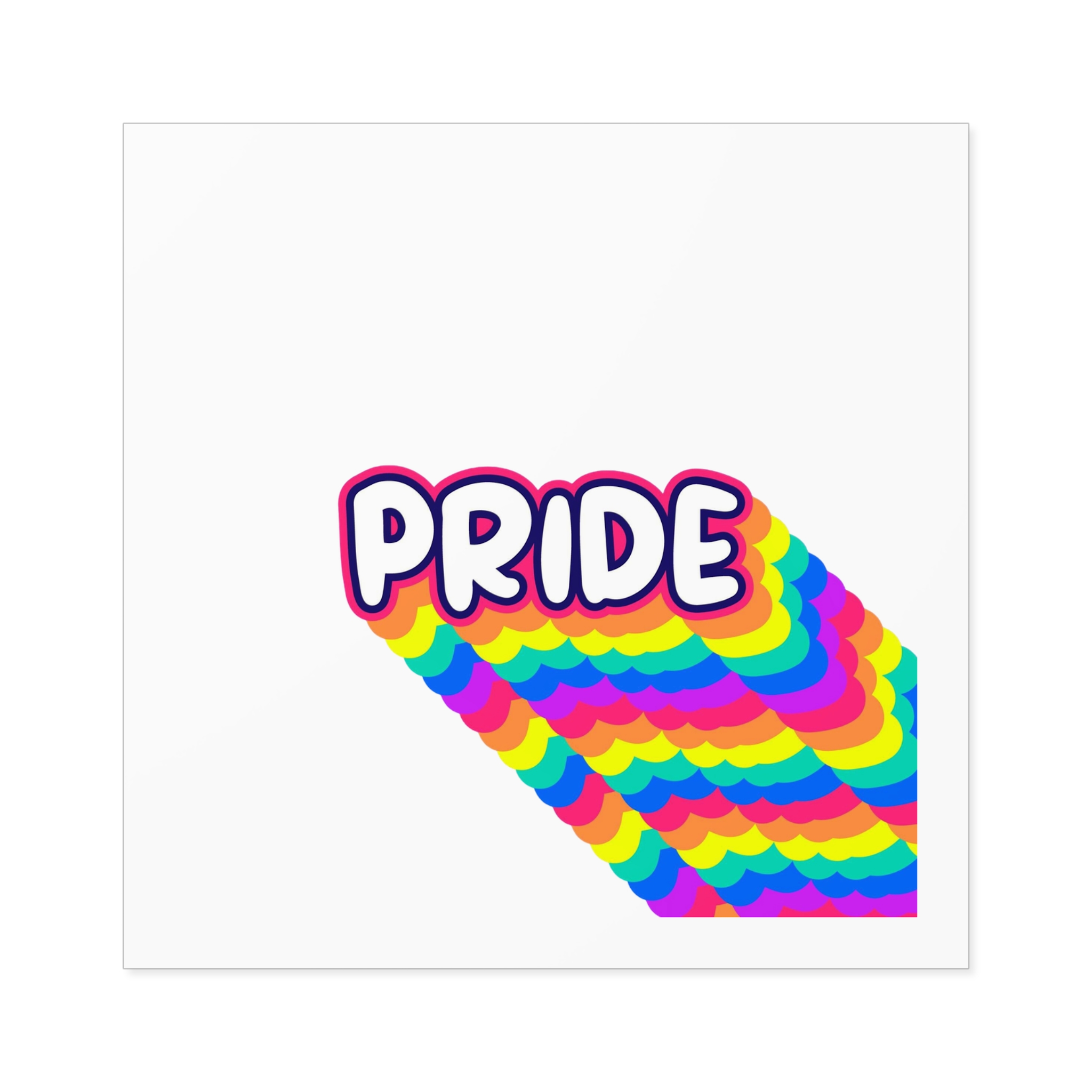 Pride Text Lettering Pride Month Celebration Poster Laminate Stickers Square - Image 33