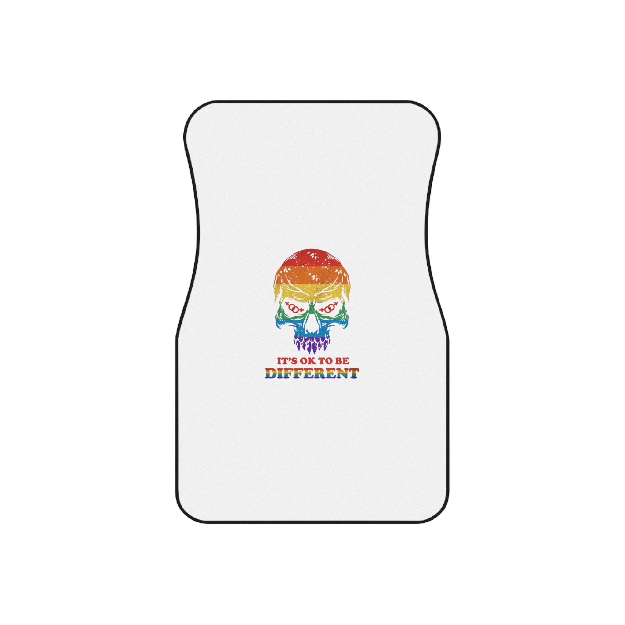 Skull Pride Rainbow Vintage Vector Premium T Shirt Car Mats Set Of 4 - Image 2