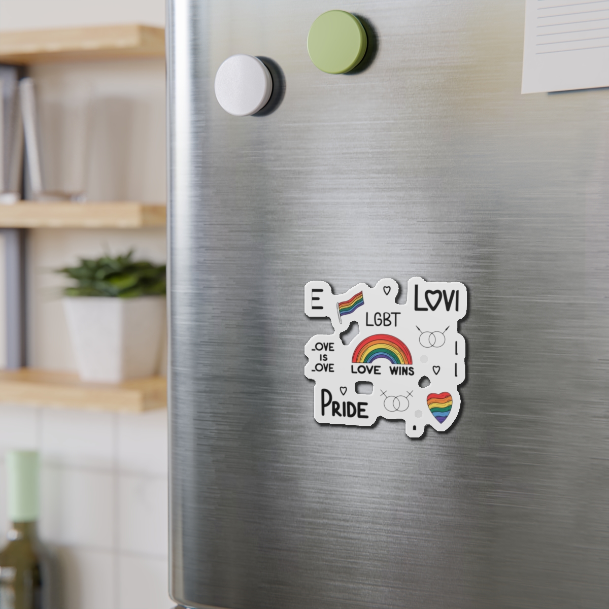 Lgbtq Pride Seamless Illustration Rainbow Hearts Love Symbols Die Cut Magnets - Image 6