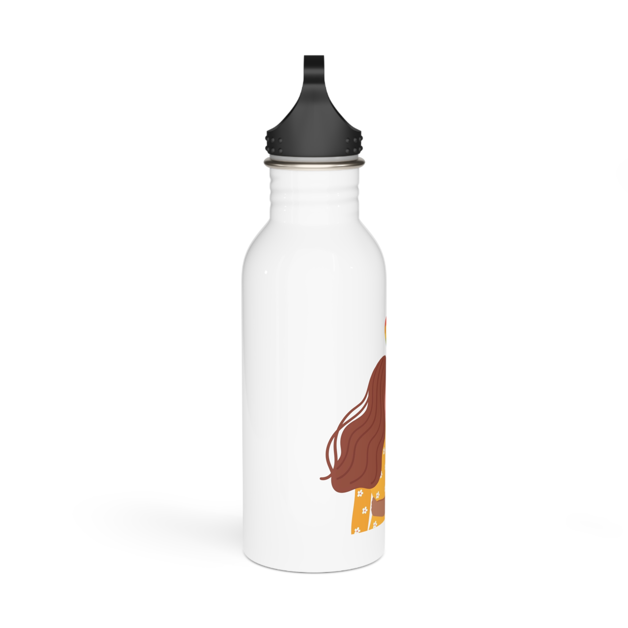 Hand Drawn Affectionate Lesbian Kiss (1) Stainless Steel Water Bottle - Image 2