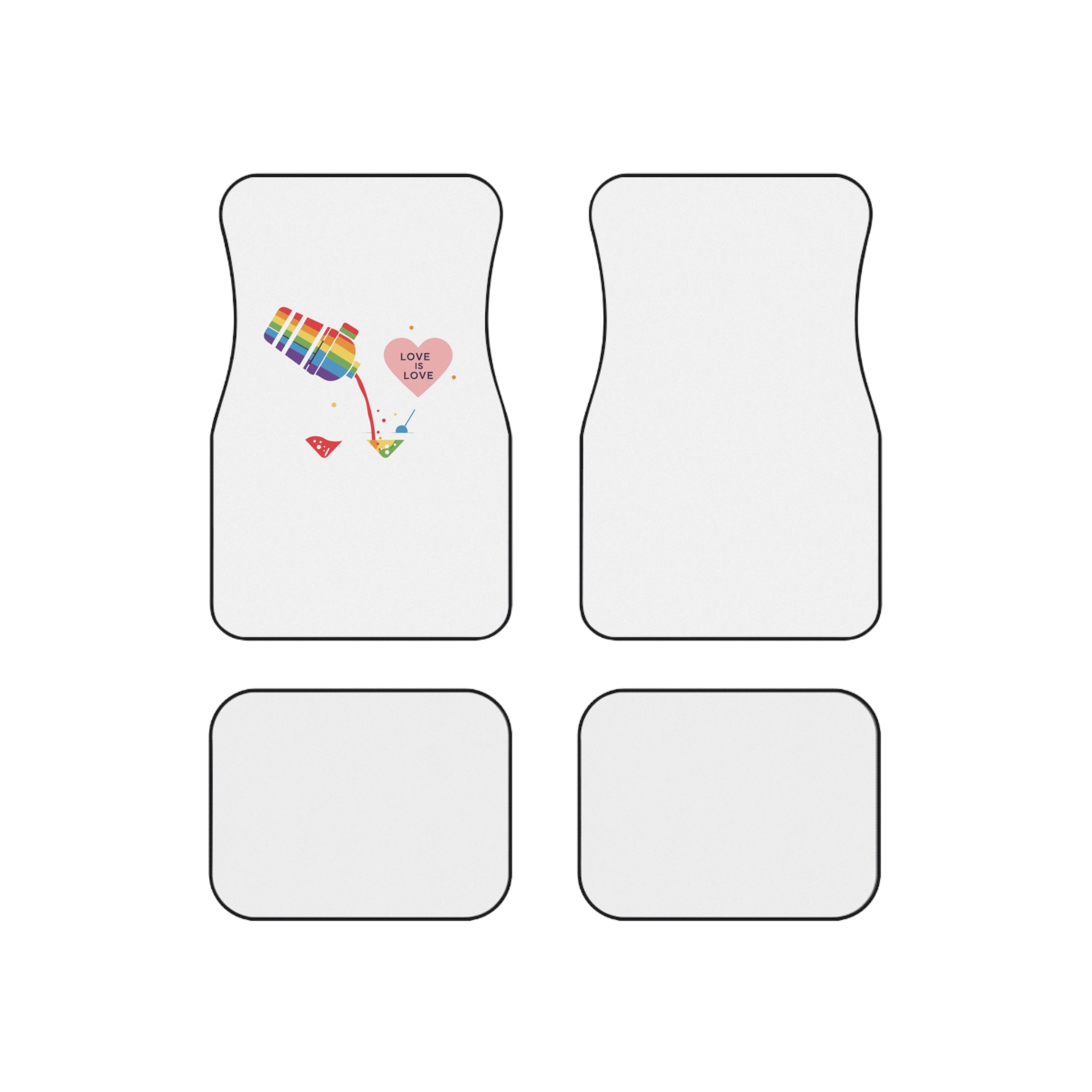 Rainbow Cocktail Shaker Pouring Drink With Heart Love Is Love Illustration Vector Car Mats Set Of 4