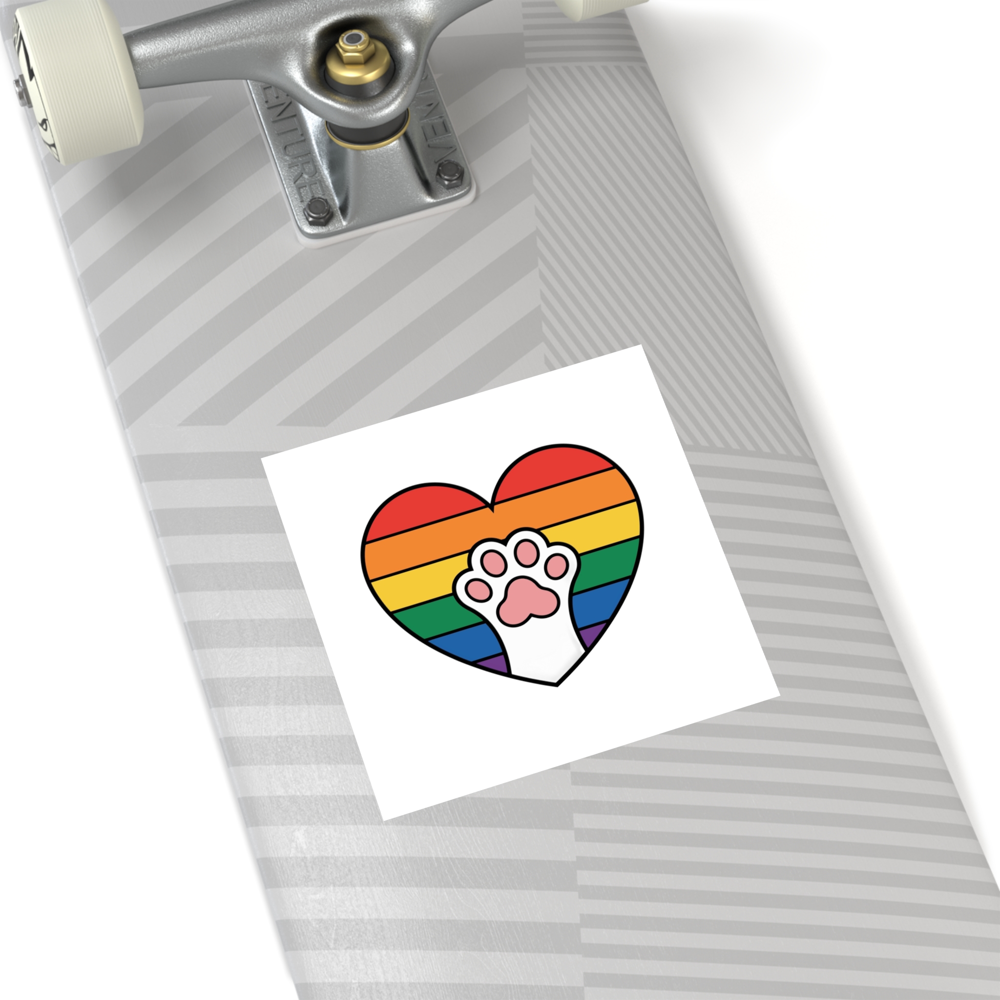 Rainbow Heart With Cute Cat Paw Pride Illustration Laminate Stickers Square - Image 40
