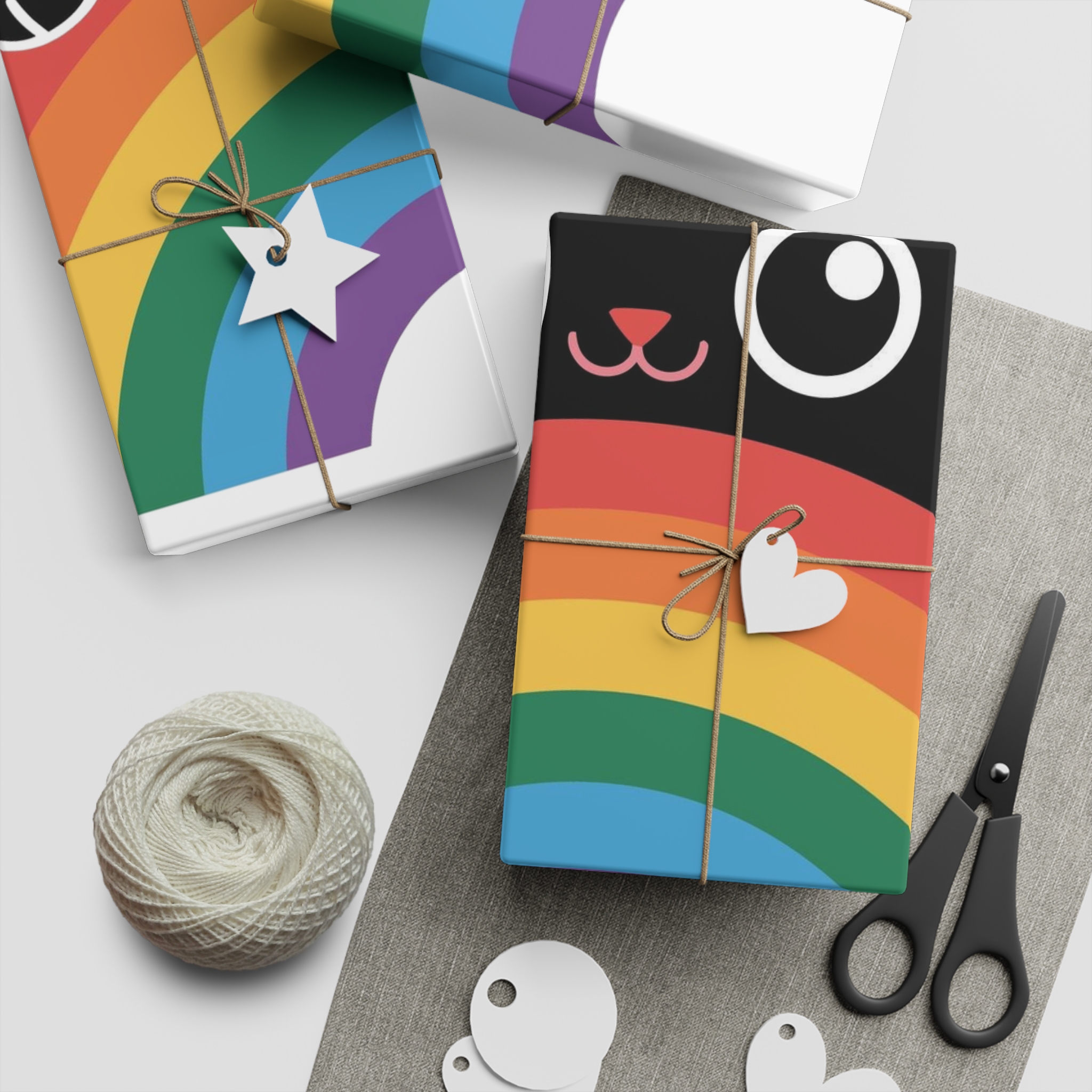 Black Cat With Rainbow Icon Pride Pet Design Vector Illustration Gift Wrapping Paper Sheets 1pc - Image 5