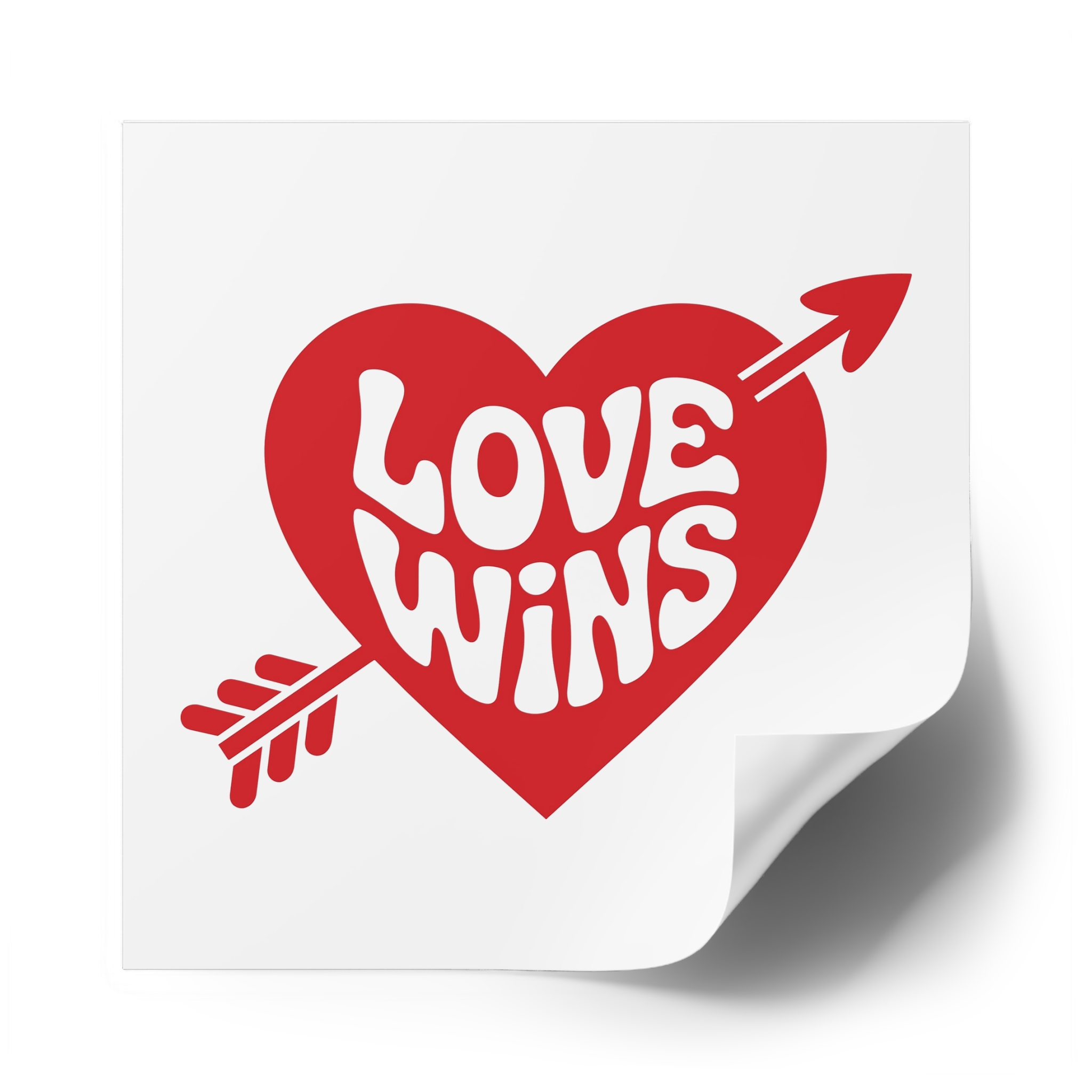 Love Wins Inscription Red Heart Pierced With Cupid39s Arrow Transparent Background Laminate Stickers Square - Image 50
