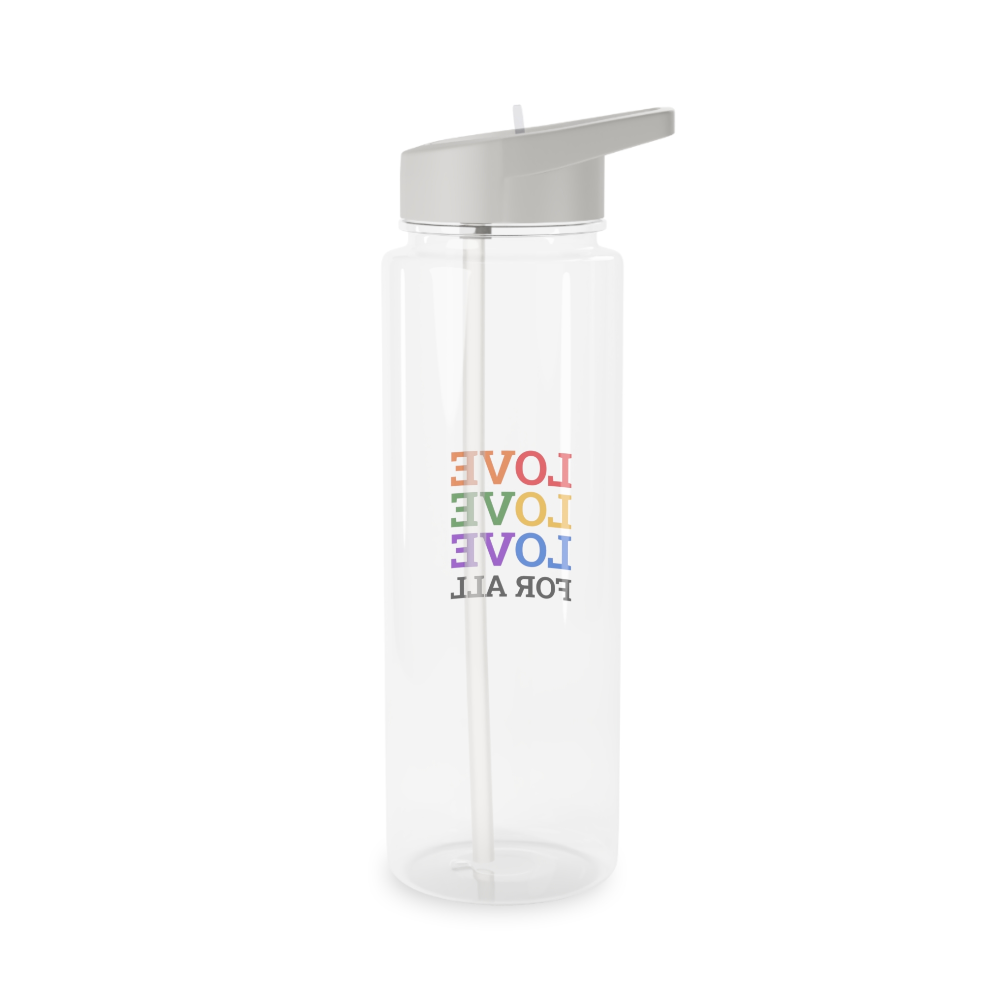 Love All Lgbtq Pride Month Positive Quote Rainbow Color Typographic Art White Background Tritan Water Bottle - Image 6