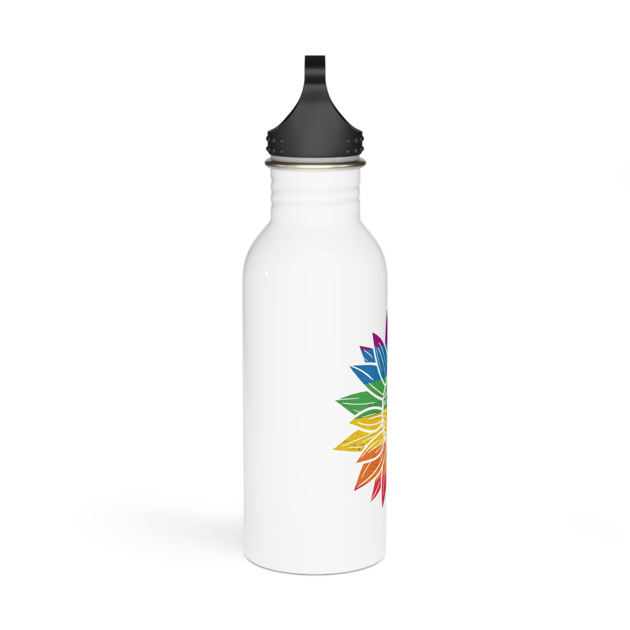Sunflower Pride Rainbow Premium Vector T Shirt Stainless Steel Water Bottle - Image 2